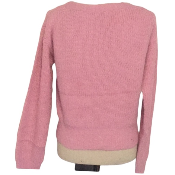 ❌DONATED❌Pink V-Neck Button Up Soft Fuzzy Knit Sweater Top - Picture 6 of 11